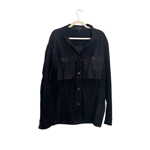COS Relaxed Suede-Cotton Overshirt in black - Picture 10 of 15